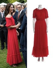 NWT Alexander McQueen Red Off-the-Shoulder Maxi Dress ASO Kate Royal US4 (Rare)