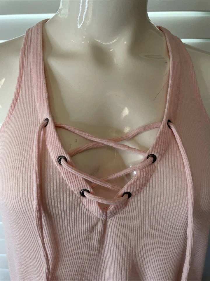 Camiseta sin mangas Hollister rosa claro cuello en V para mujer talla Xsmall XS Foto 3 de 4