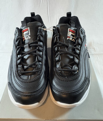 FILA Disarray Women's Low Top Lace-Up Sneakers Black/White Logo Accent