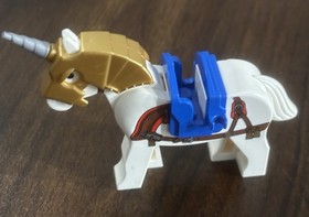 Lego Castle Kingdoms Horse Minifigure 7188 Gold Armor Blue Saddle