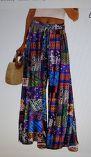 NEW Women's Boho Floral Wide Leg Palazzo Pants High Waist w/ Pockets size S