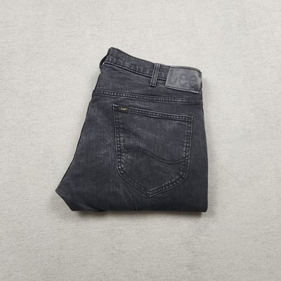 Lee Knox Herren Jeans Hose W36 L32 Denim Schwarz Straight Straight Slim Stretch