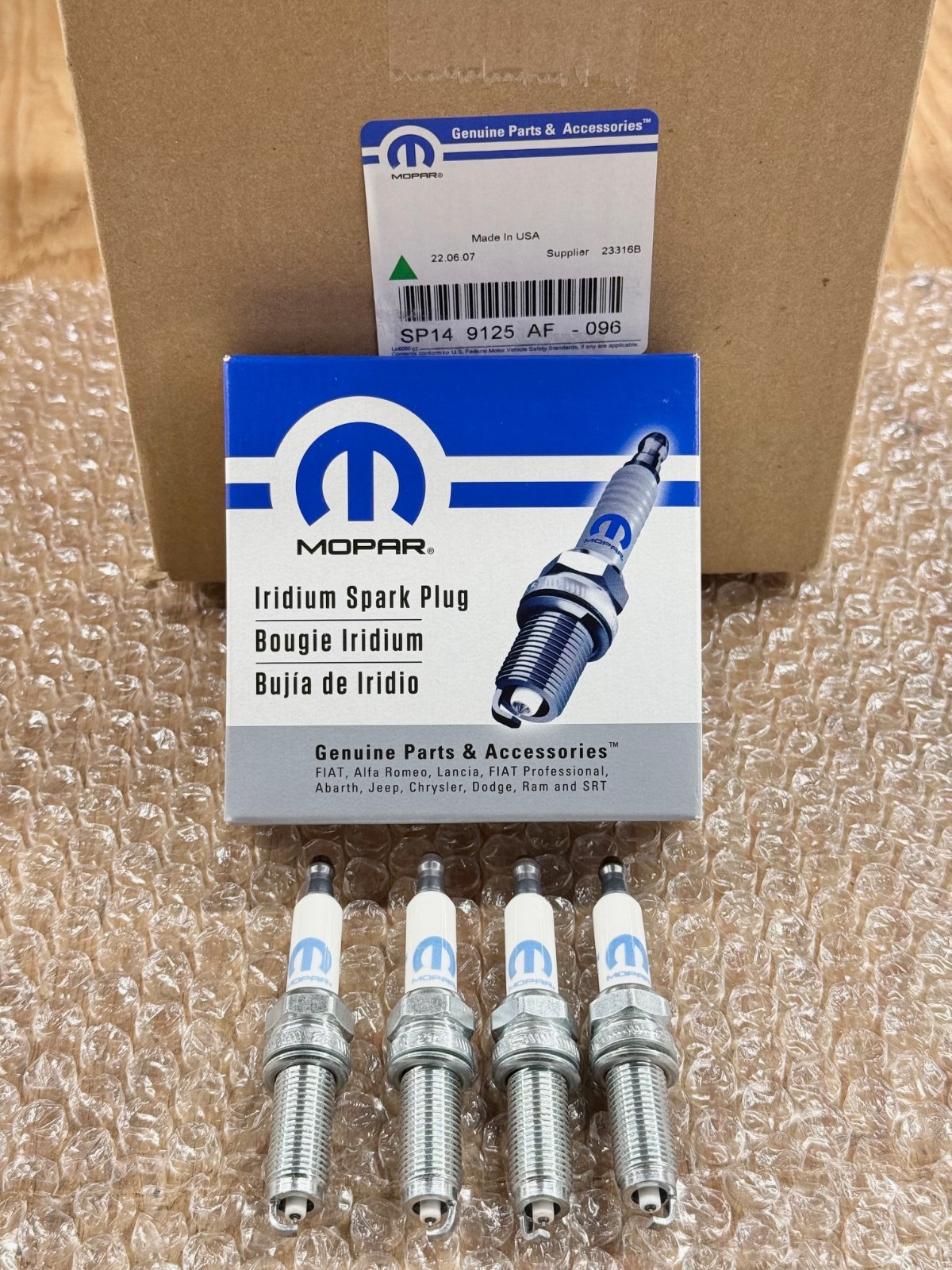 3.6L ENGINE PENTASTAR Iridium Spark Plugs 11-2024 Jeep SP149125AF 4pc OEM MOPAR