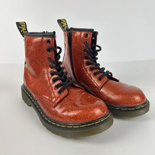 Dr. Martens 1460 Red Glitter Boots Kids Size US 2 UK 1 EU 33 AW004 SK08T 8-Eye