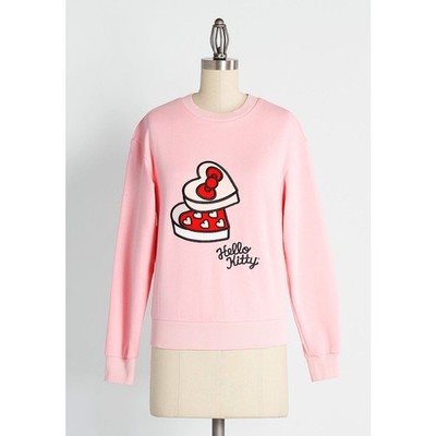 NWT ModCloth for Hello Kitty For Love and Chocolate Sweatshirt Pink Women L Pink