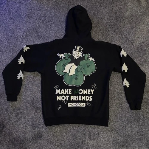 Shoe Palace x Monopoly Hoodie Mens Small Black Make Money Not Friends Pullover - product listing photo