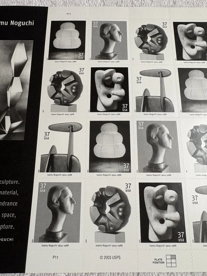 Isamu Noguchi Sculptor 1 Pane 20 USPS Stamps Printed In 2003 - Image 4 of 4