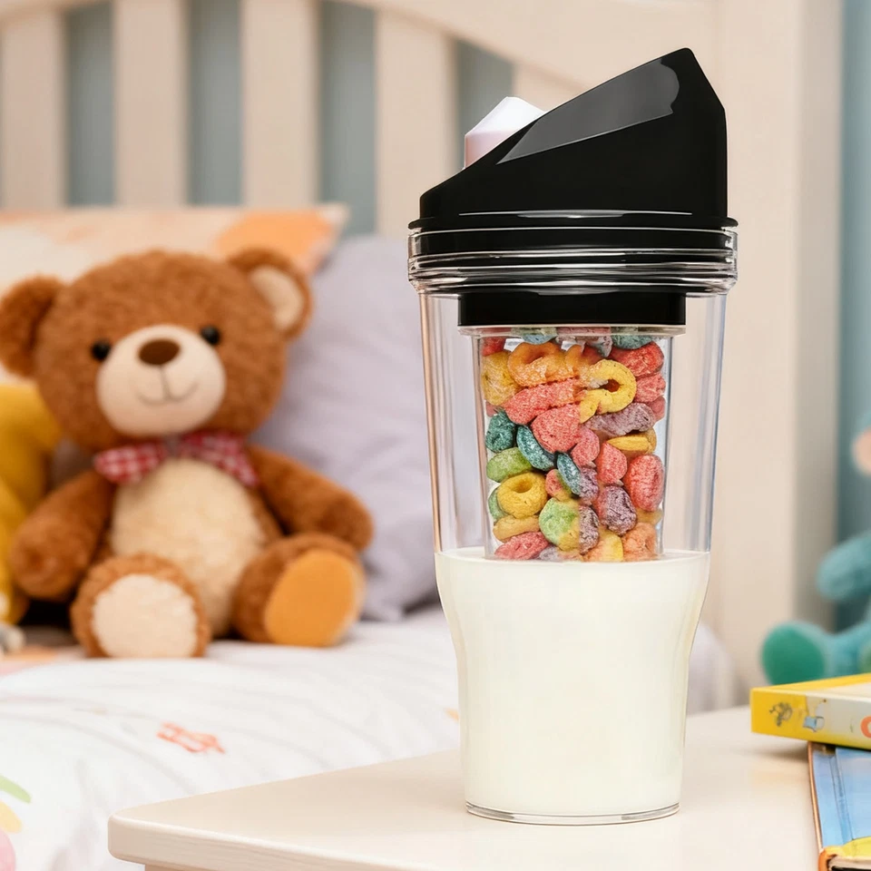 Copos de cereais plásticos portáteis café da manhã para xícara de cereais e leite em movimento - Imagem 4 de 4