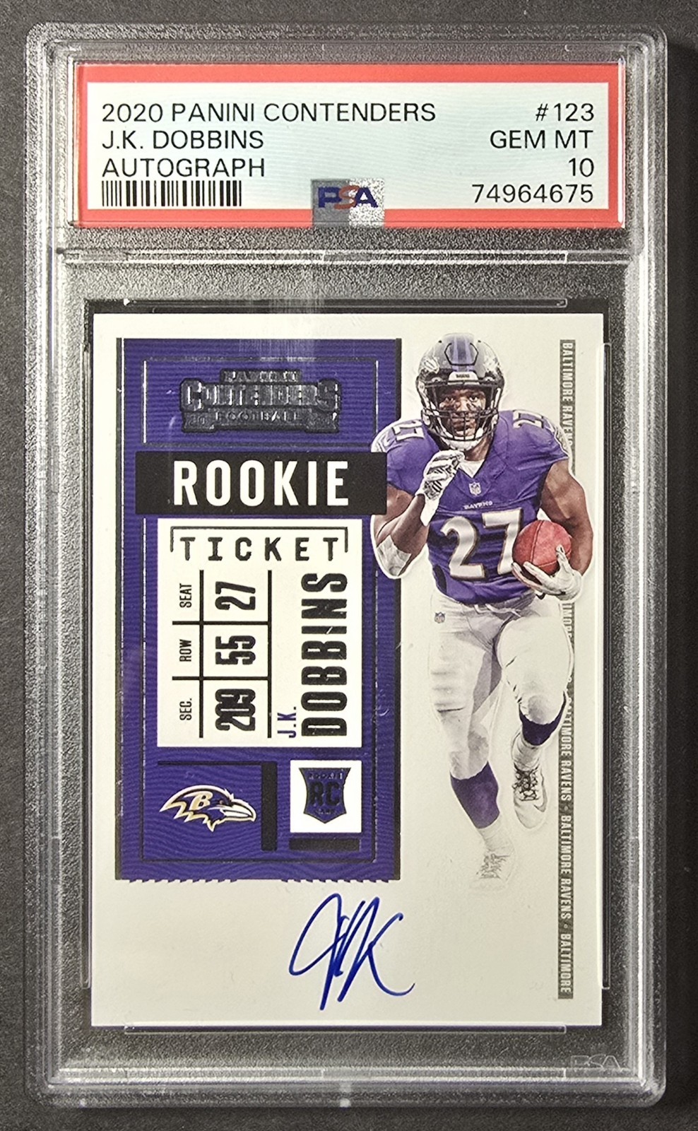 2020 Panini Contenders - RPS J.K. Dobbins Rookie Ticket Auto PSA 10
