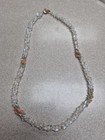 Vtg Aurora Borealis Coral Faux Pink Jade Gold Tone Beaded Necklace 26 "  — photo 1