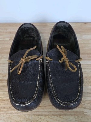L.L. Bean Slippers Moccasins Brown Leather Shearling Lining Men’s Size 11 Medium Men main image 2
