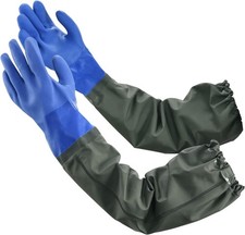 Long Waterproof Gloves, Long Chemical Gloves, Reusable, Padded Cotton Lined/Acid