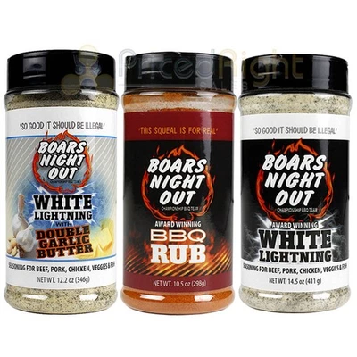 Bbq Rub Original White Lighting and Double Garlic Butter Pack Boars Night Out