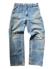 Vtg Carhartt denim Double Knee Jeans 32x31 workwear worn Pants