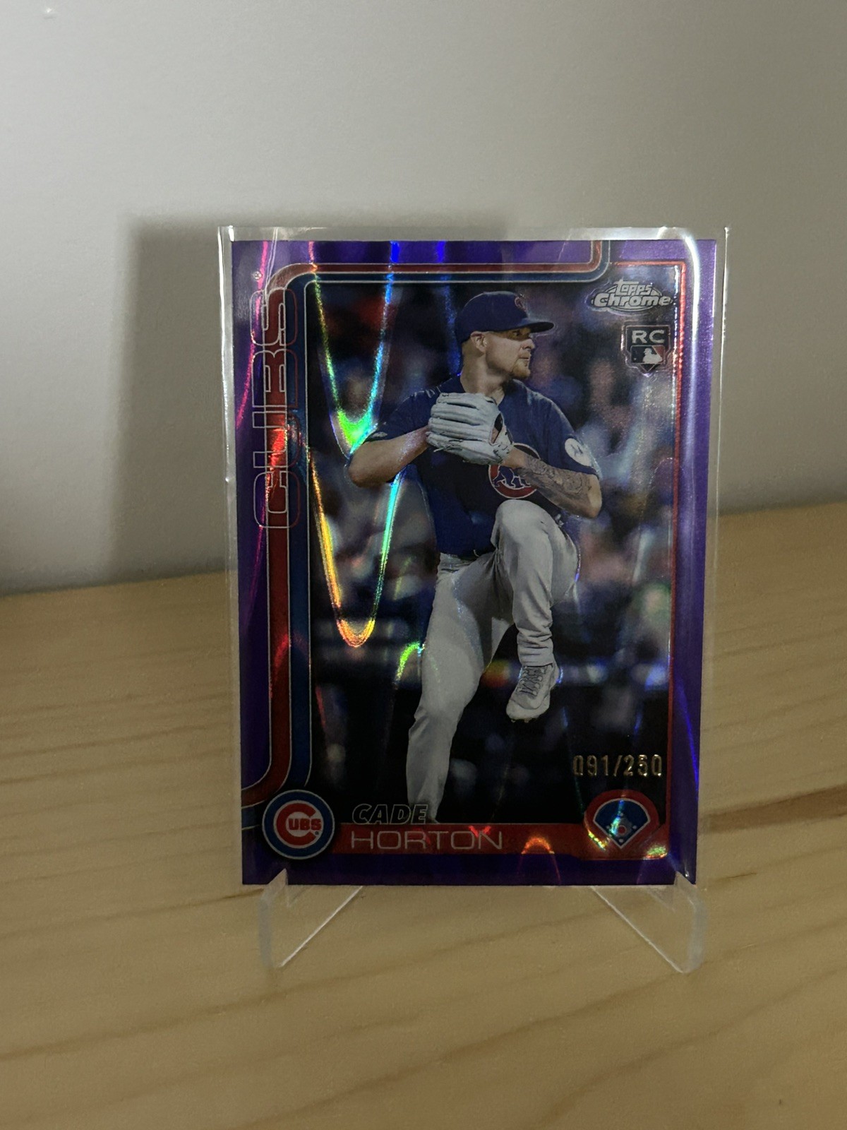 2025 Topps Chrome Update CADE HORTON RC 91/250 PURPLE RAYWAVE Refractor USC63