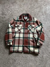 Vintage 1970's Woolrich Plaid Sherpa Lined Zip Up Jacket Medium Red Green
