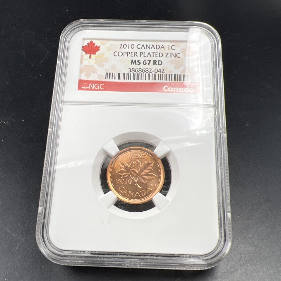 2010 1c Canada Copper Plated Zinc Non Magnetic NGC MS67 Gem BU Certified - Image 2 of 4