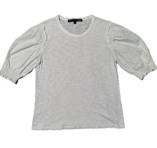 Veronica Beard Jeans Puff Sleeve Top Womens Medium Cream Peru - READ