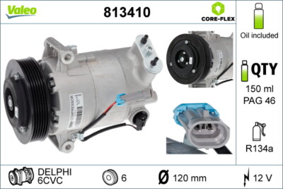 Valeo 813410 compressor, air conditioning for Opel, Vauxhall