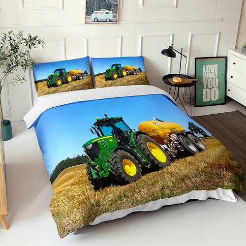 Newest Tractor Bedding Set Vehicle Tractor Duvet Cover Set Kids Single Double - Picture 11 of 63