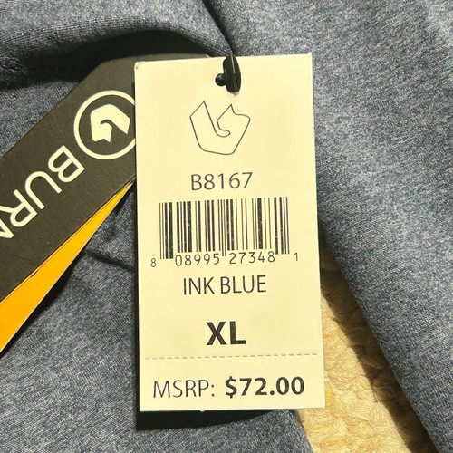 Burnside Mens Dawn To Dusk 1/4 Zip Ink Blue Long Sleeve Top NWT - Size XL - Picture 5 of 10