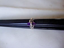 VINTAGE 1980s AMETHYST PRISM FOLIAGE POWER RING STERING SILVER STAMP 925 SZ 5.5