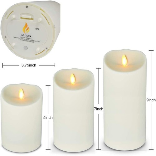 AGLARY Waterproof Flameless Outdoor Battery Operated Candles with Timer