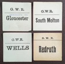 Vintage G.W.R. Penzance Gloucester S Molton Wells Redruth Luggage Labels Lot