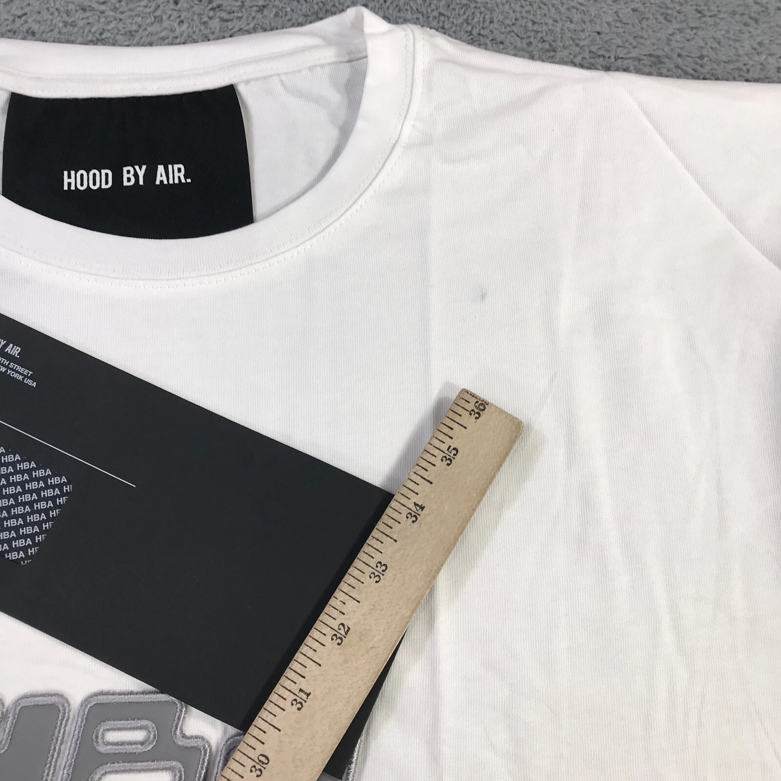 HBA (HOOD BY AIR) Camicia Hood By Air Uomo Extra Large HBA Bianco Grigio Screensaver Preppy Girocollo z