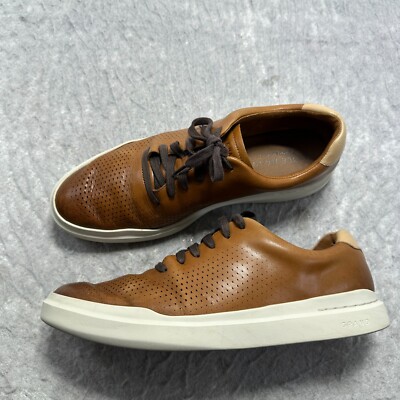 Cole Haan Grand Pro Rally Laser Cut Leather Tan Brown Sneakers Size 10.5 C31218 Cole Haan C31218 GrandPrø Rally Laser Cut Sneaker British  main image 4