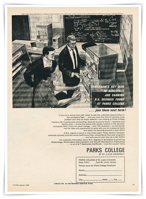 Print Ad Parks College Aerospace Degree SLU Vintage 1969 Advertisement