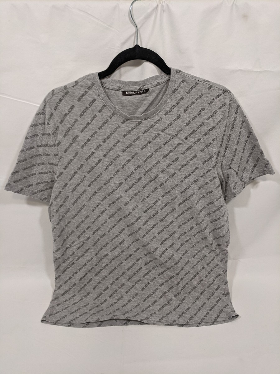 Oversized Shirt Michael Kors T Shirt Silver MICHAEL KORS Black Metallic Silver Blouse Women's Long Sleeve
