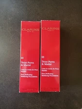 Lot Of 2 Clarins Pore Perfecting Matifying Foundation Nude Honey 1 Oz. Each 
