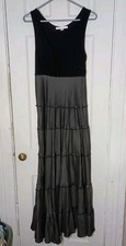 Karen Kane Tiered Maxi Dress Women's M Black Boho Sophisticated Feminine C4