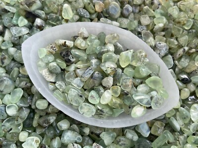 Grade A++ Green Prehnite Semi Tumbled Gemstone Chips 6-15 mm, Wholesale Bulk Lot