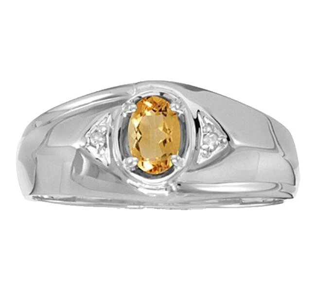 Citrine White Gold 14k Rings for Men