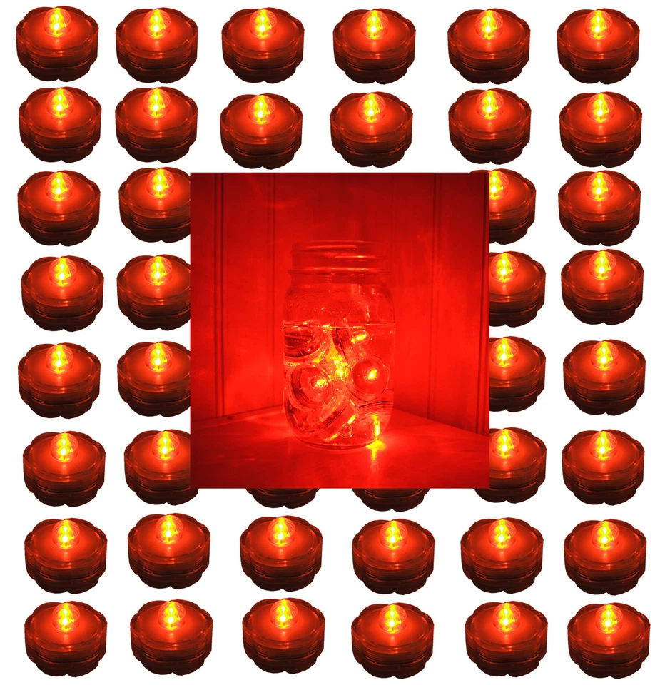 QTY 48 pc set ORANGE LED HALLOWEEN Underwater Tea lights TeaLight no flame US Sh - Image 4 of 4