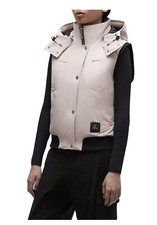 NWT Moose Knuckles Lexington Hooded Cotton-Blend Down Vest Rose Smoke Pink Med