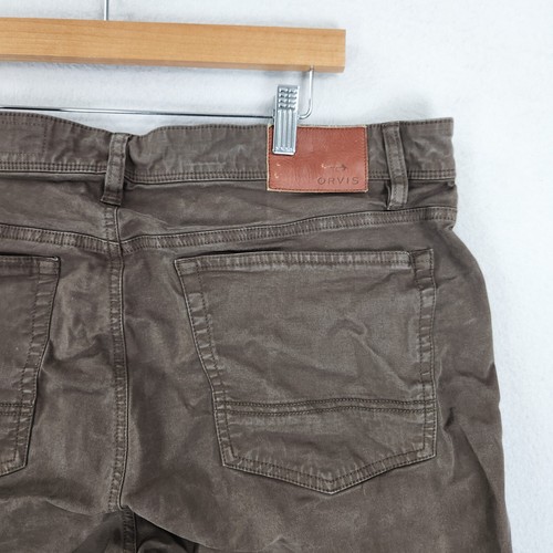 Orvis Jeans Mens 38X34 Brown Five Pocket Straight Leg Casual Denim Classic - Picture 8 of 12