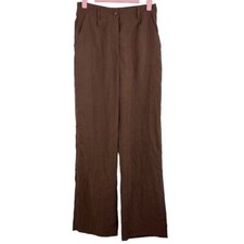 NWT Prettylittlething chocolate brown peach skin straight leg trousers womens 6