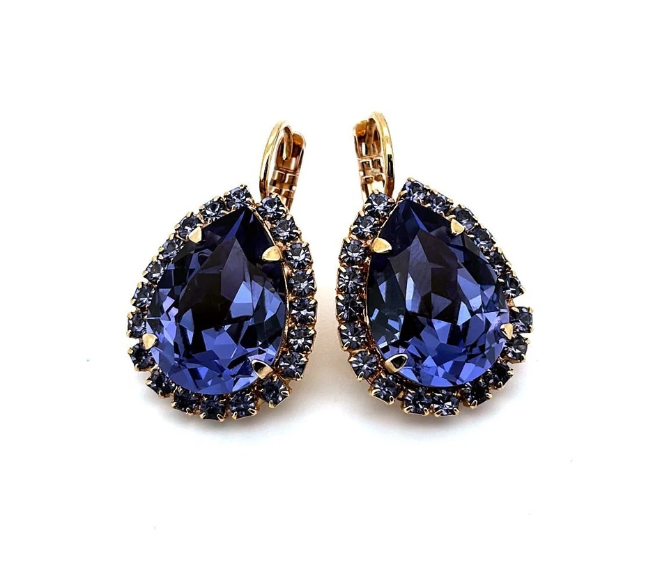 Pendientes de mujer Mariana sofisticados cristales de Swarovski de tanzanita Foto 3 de 4