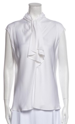 Giorgio Armani Womens Silk Sleeveless Tank Shell Blouse Ruffle Blouse Size 12