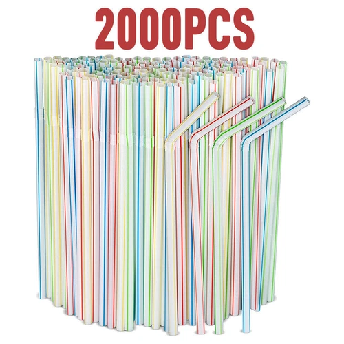 UP 2000x Multicolor Straws BPA Free Bendable Biodegradable Drinking Party Straw - Picture 8 of 12