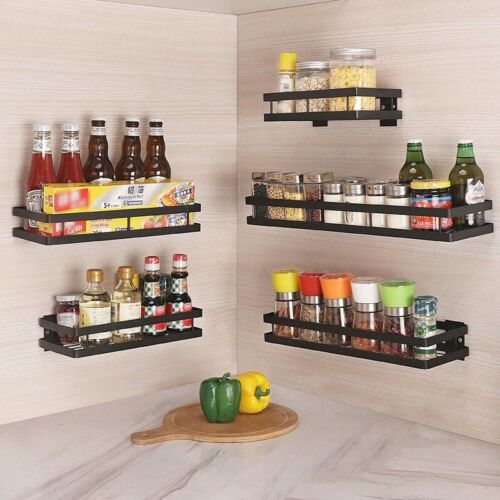 Kitchen Wall Shelf Storage Organizer Shelf Spice Rack Punch Free Stainless Steel - Picture 1 of 11