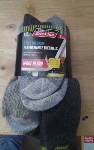 Dickies Steel Toe Wool Blend Thermal Socks 3-Pack Midweight Performance