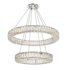 Light Fixture Chrome and Crystal Chandelier Modern Foyer or Dining Room Ceiling