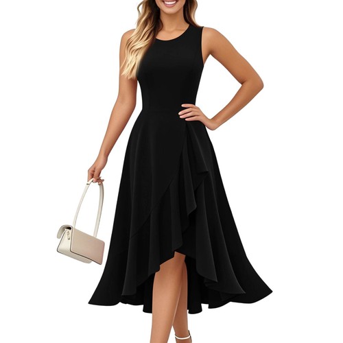 Women's Cocktail Party Formal Wedding Guest Ruffles Dresses, Prom Evening Dress - Picture 4 of 60