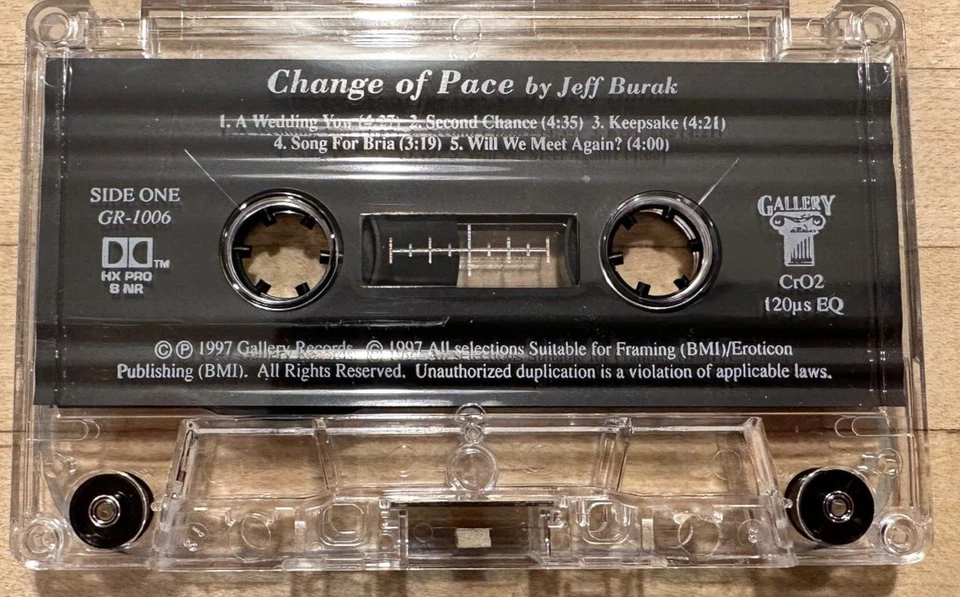 Vintage Cassette Tape Jeff Burak Change of Pace (1997) Easy Listening Meditative - Image 2 of 3