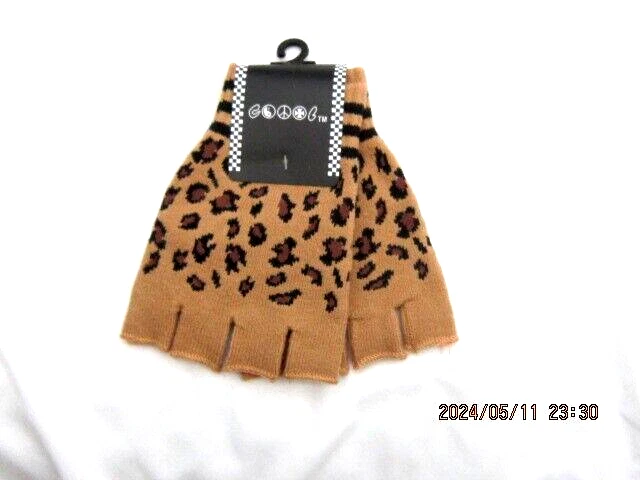 Unisex Beige Leopard Cheetah Animal Print Fingerless Gloves-New in Package!