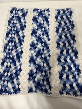 Handmade Square Throw Handmade Crochet Blue/blue/white 22  x27  